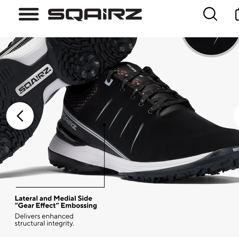 SQAIRZ Speed2 men's athletic golf shoes in black and gray size 7.5